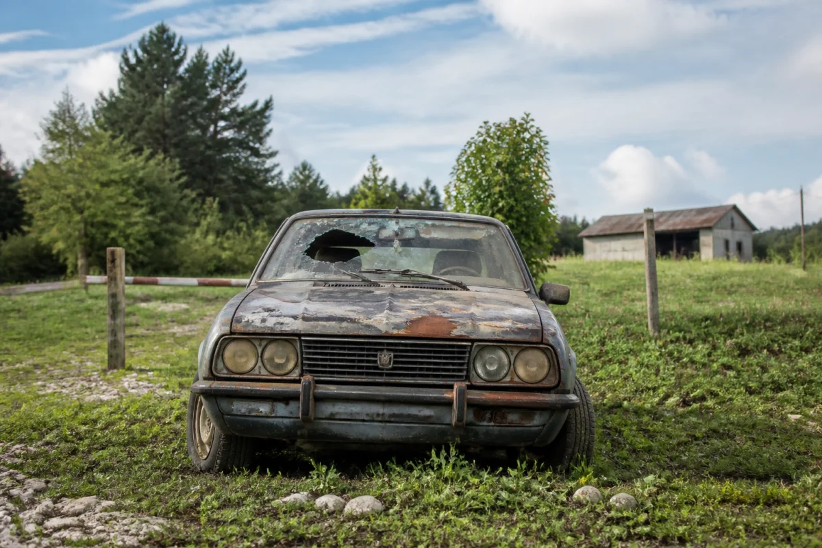 épave voiture abandonnée